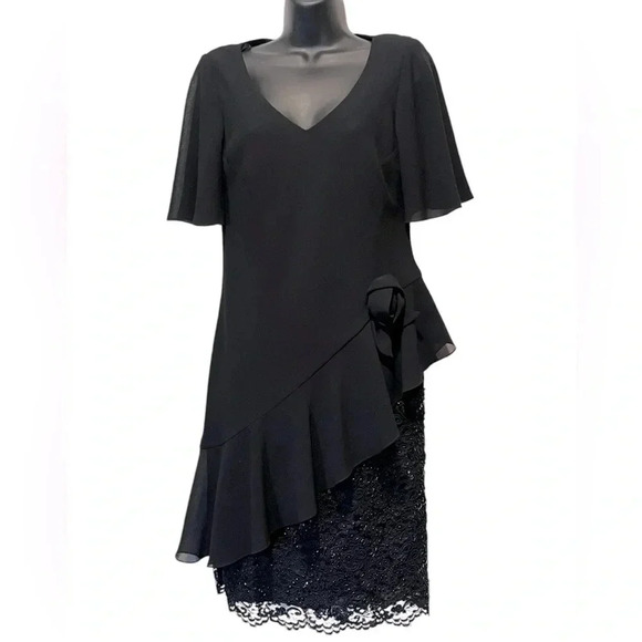 Vintage NWT Southern Gothic Beaded Black Short Sleeve Womens Asymmetrical Dress - Picture 11 of 11